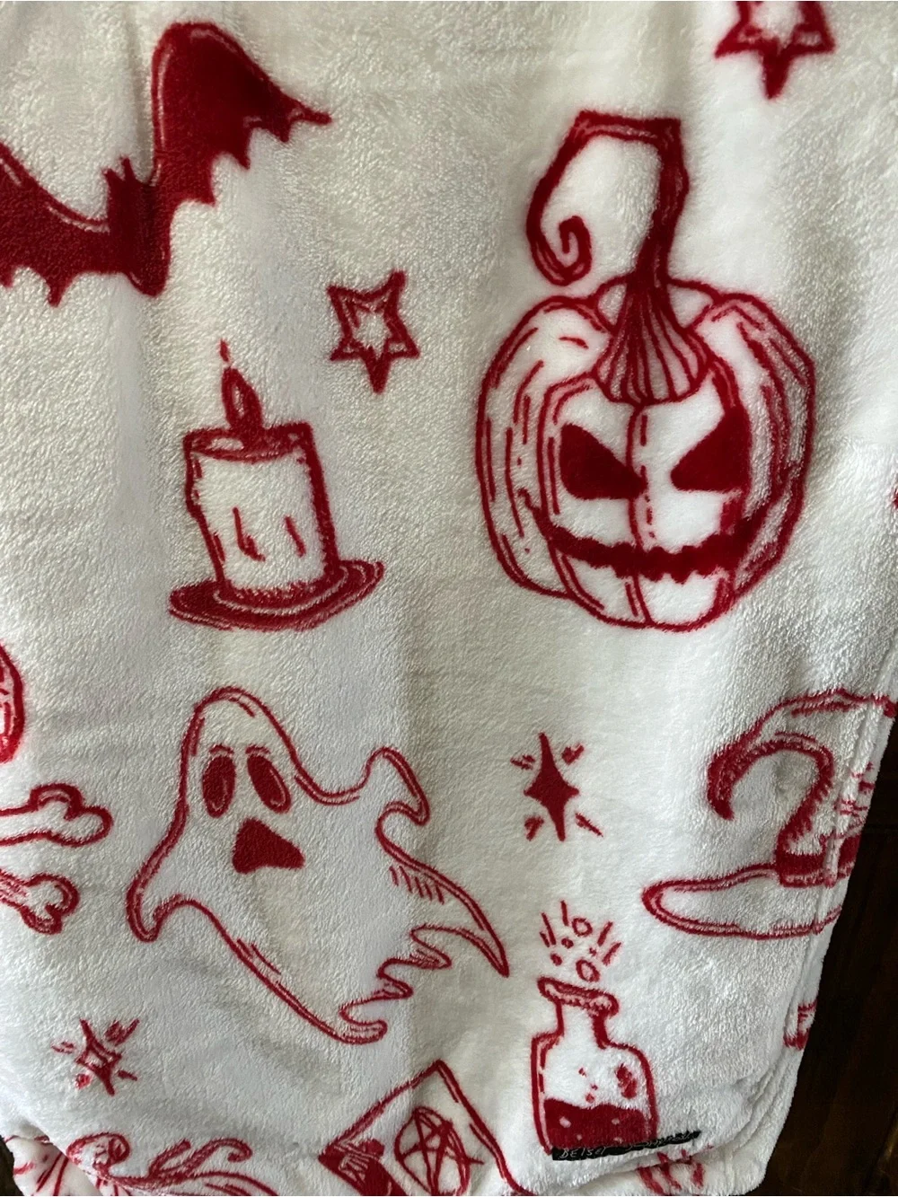 Betsey Johnson White and Red Halloween Plush Throw